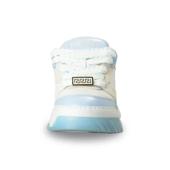 Versace Men's Leather & Suede White/Blue Sneakers Shoes US 8 IT 41